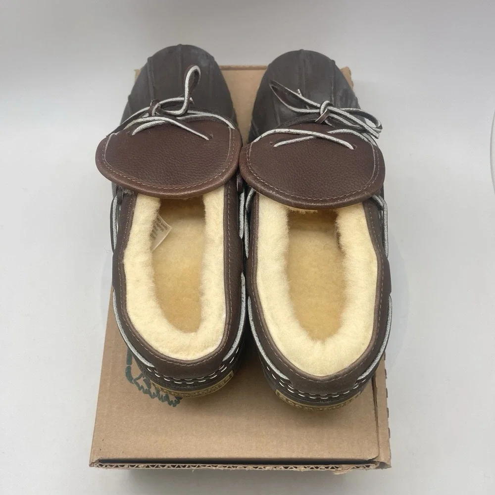 LL Bean Bean Boots Womens 8 M Brown Shearling Low Leather Duck Boot Waterproof